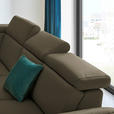ECKSOFA in Echtleder Olivgrün  239/285 cm  - Schwarz/Olivgrün, Design, Leder/Metall (239/285cm) - Cantus