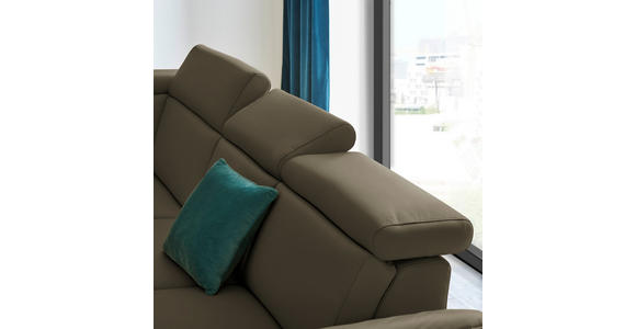 ECKSOFA in Echtleder Olivgrün  239/285 cm  - Schwarz/Olivgrün, Design, Leder/Metall (239/285cm) - Cantus