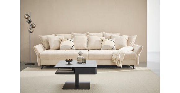 BIGSOFA  in Webstoff Naturfarben  - Schwarz/Naturfarben, KONVENTIONELL, Textil/Metall (282/94/127cm) - Ambia Home