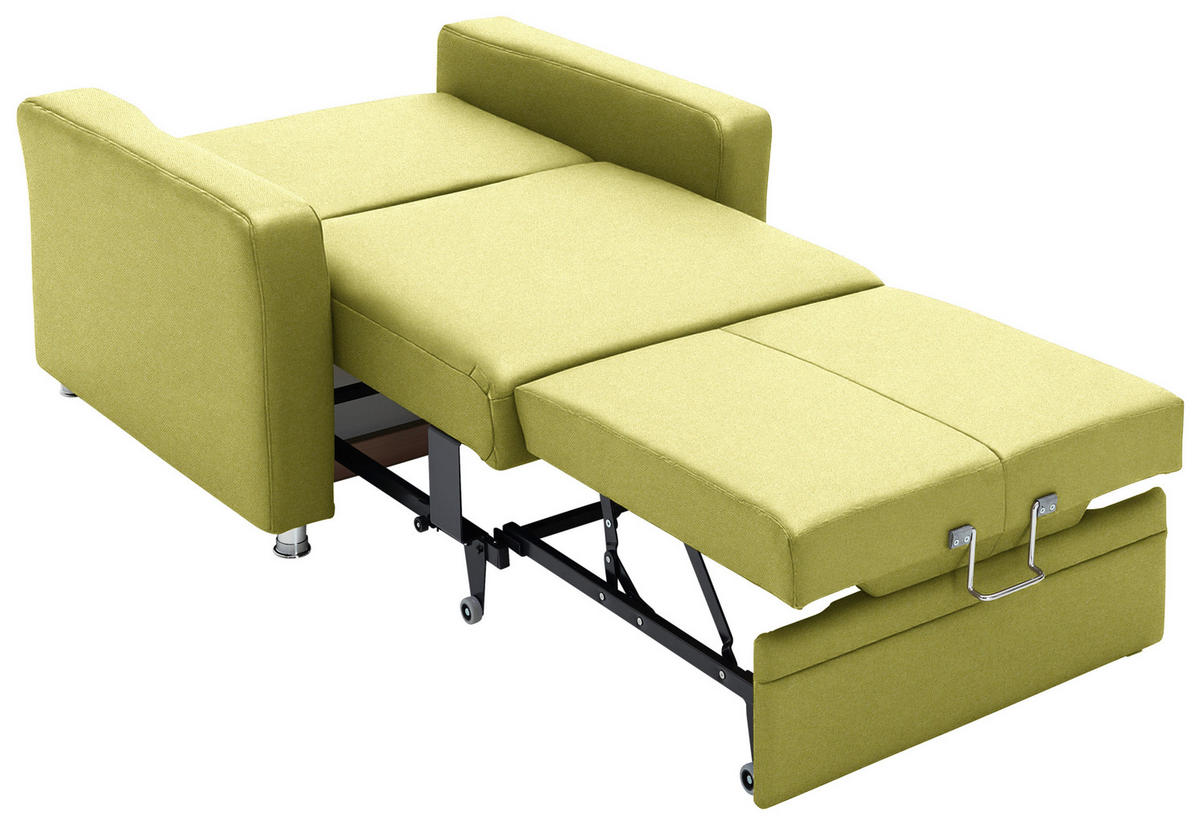 SCHLAFSESSEL Chenille Limette  - Limette/Alufarben, Konventionell, Textil/Metall (106/90/100cm) - Beldomo Style