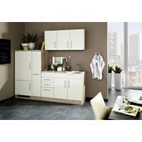 KÜCHENBLOCK 210 cm   in Creme  - Chromfarben/Eichefarben, Modern, Holzwerkstoff/Metall (210cm) - Held
