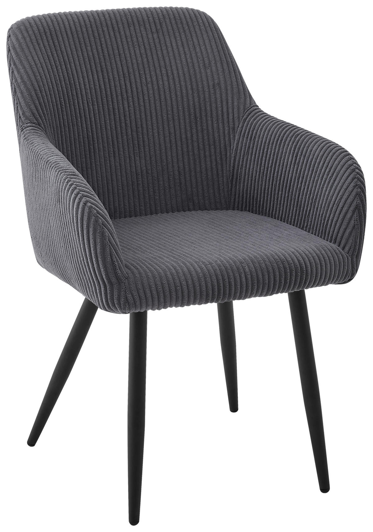 ARMLEHNSTUHL   Webstoff  - Schwarz/Grau, Design, Textil/Metall (56/83,5/59cm) - Ti'me