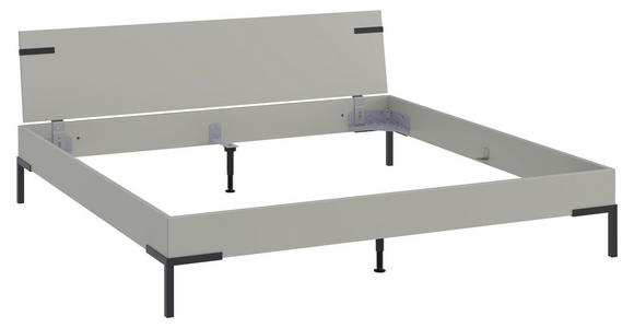 BETT 200/200 cm  in Hellgrau  - Hellgrau/Schwarz, Design, Holzwerkstoff/Metall (200/200cm) - Xora