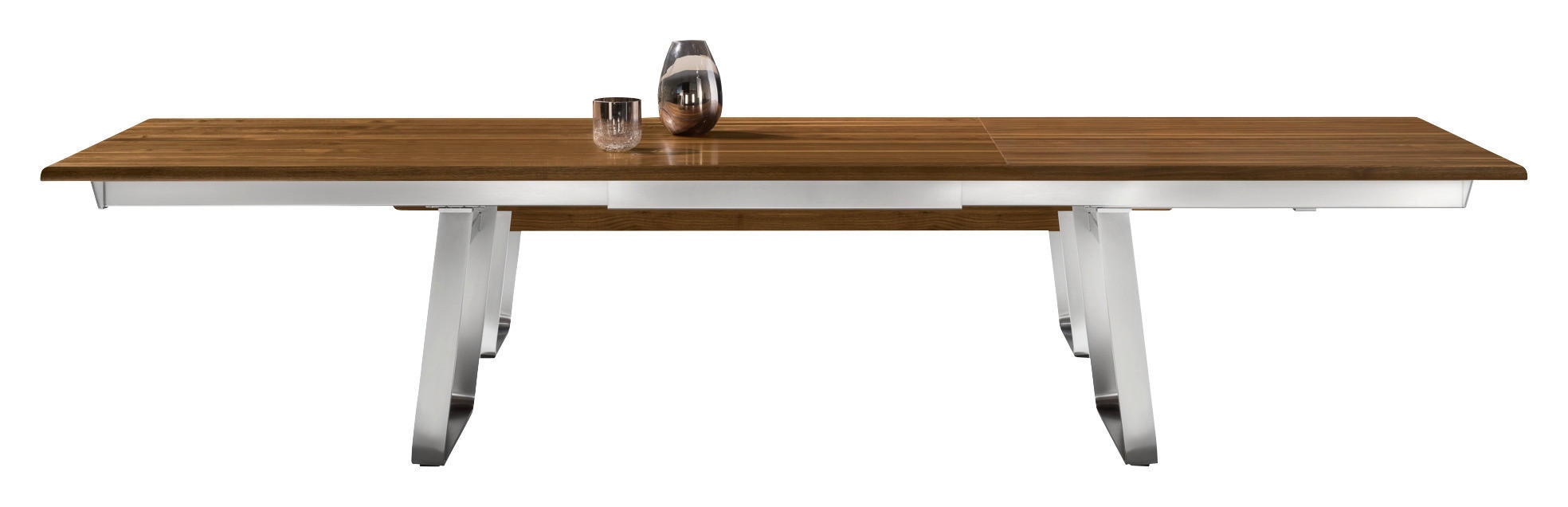 ESSTISCH in Holz, Metall 175-295/100/75 cm  - Edelstahlfarben/Nussbaumfarben, Design, Holz/Metall (175-295/100/75cm) - TEAM 7