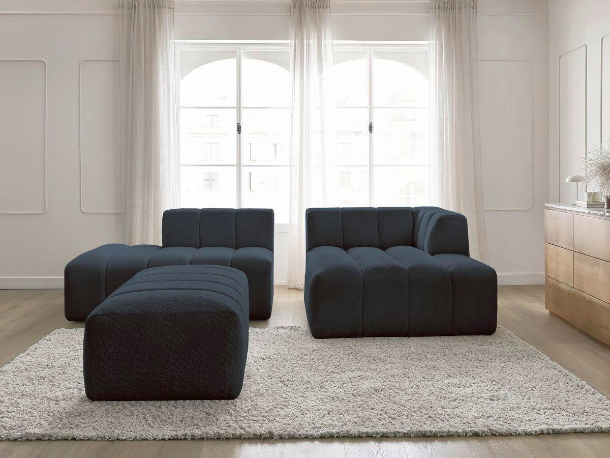 ECKSOFA  ANNECY Dunkelblau Bouclé  - Schwarz/Dunkelblau, MODERN, Kunststoff/Textil (262/170cm)