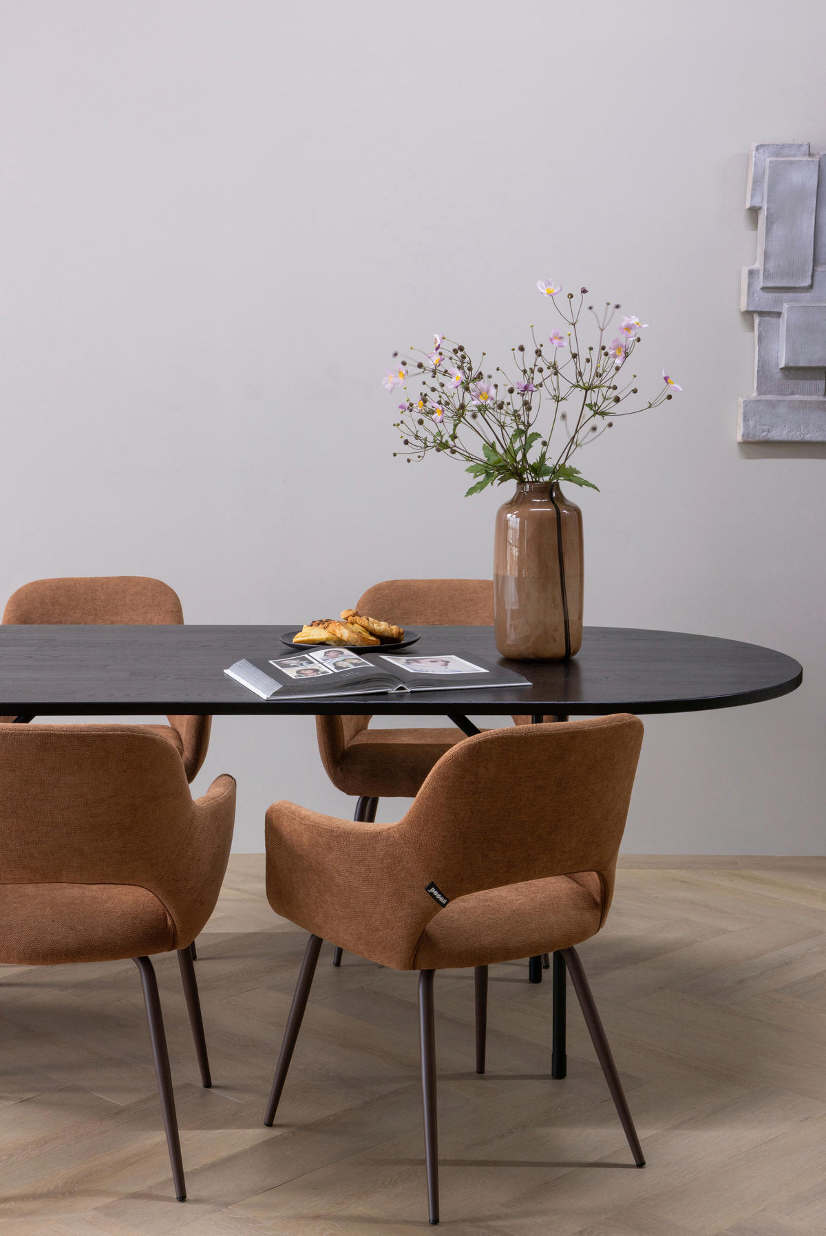 ARMLEHNSTUHL-SET 2 Stück gepolsterte Armlehnen Webstoff  - Dunkelbraun/Braun, MODERN, Textil/Metall (58/80/58cm) - Livetastic