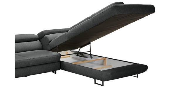 ECKSOFA in Webstoff Dunkelgrau  - Dunkelgrau/Schwarz, Design, Textil/Metall (280/235cm) - Hom`in