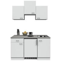 MINIKÜCHE 150 cm   in Weiß  - Edelstahlfarben/Hellgrau, MODERN, Holzwerkstoff/Kunststoff (150cm) - FlexWell