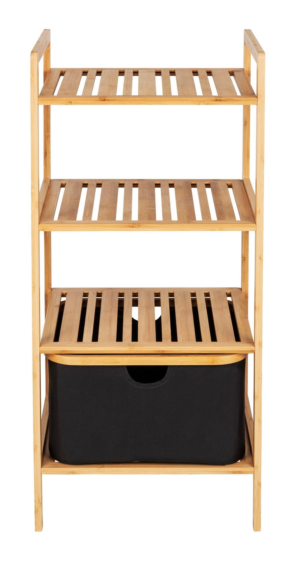BADEZIMMERREGAL 44/93,5/33 cm  - Schwarz/Naturfarben, KONVENTIONELL, Holz/Textil (44/93,5/33cm) - Wenko