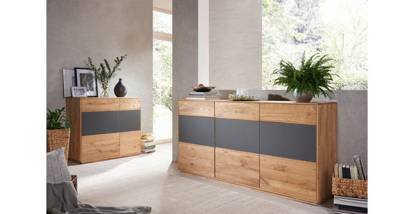 KOMMODE  in 98/89/42 cm  - Eichefarben/Anthrazit, Design, Glas/Holz (98/89/42cm) - Waldwelt
