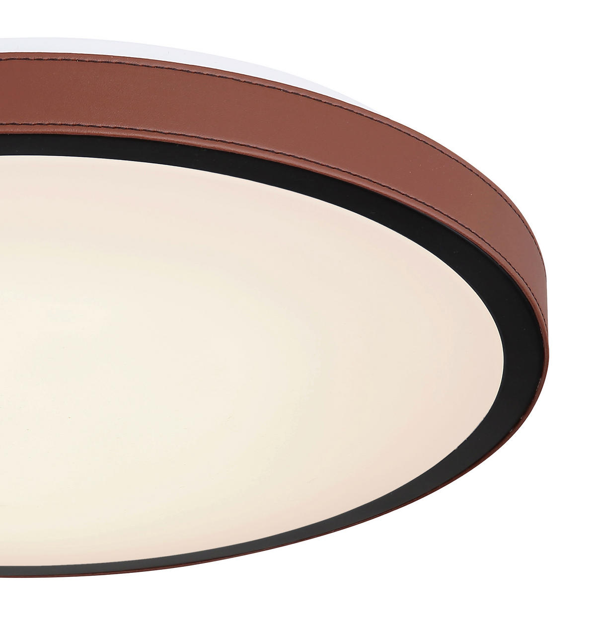 LED-DECKENLEUCHTE 24 W  42/9,5 cm    - Weiss/Dunkelbraun, Konventionell, Leder/Kunststoff (42/9,5cm) - Globo