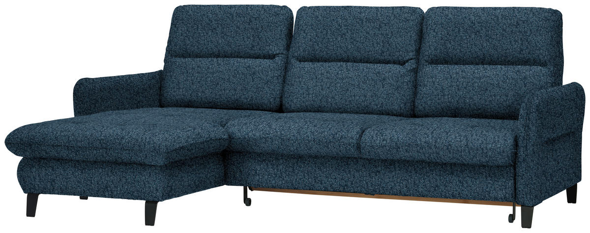 ECKSOFA Blau Chenille  - Blau/Schwarz, KONVENTIONELL, Textil/Metall (190/254cm) - Livetastic