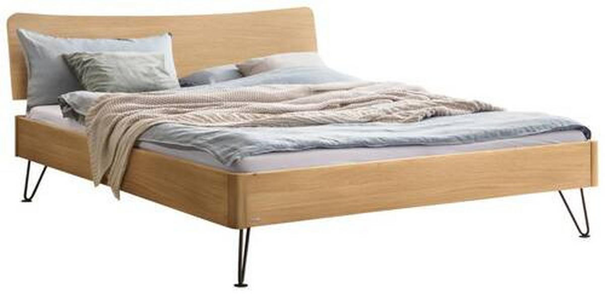 BETT 140/200 cm  in Eichefarben   - Eichefarben/Anthrazit, Modern, Holz/Metall (140/200cm) - Hasena