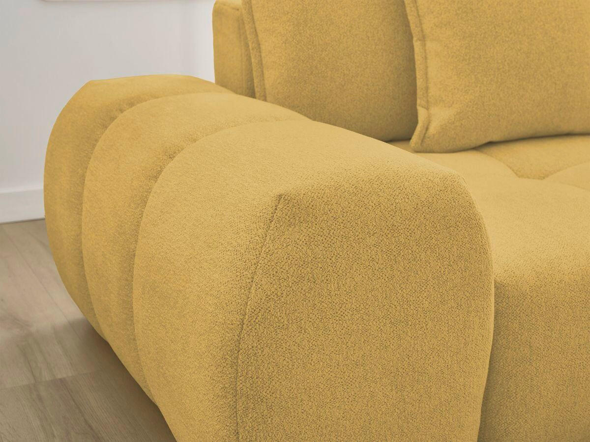 ECKSCHLAFSOFA EVEREST  mit Rücken echt, Armteil links, Armteil rechts Flachgewebe Gelb  - Gelb/Schwarz, MODERN, Kunststoff/Textil (318/180cm) - Livetastic