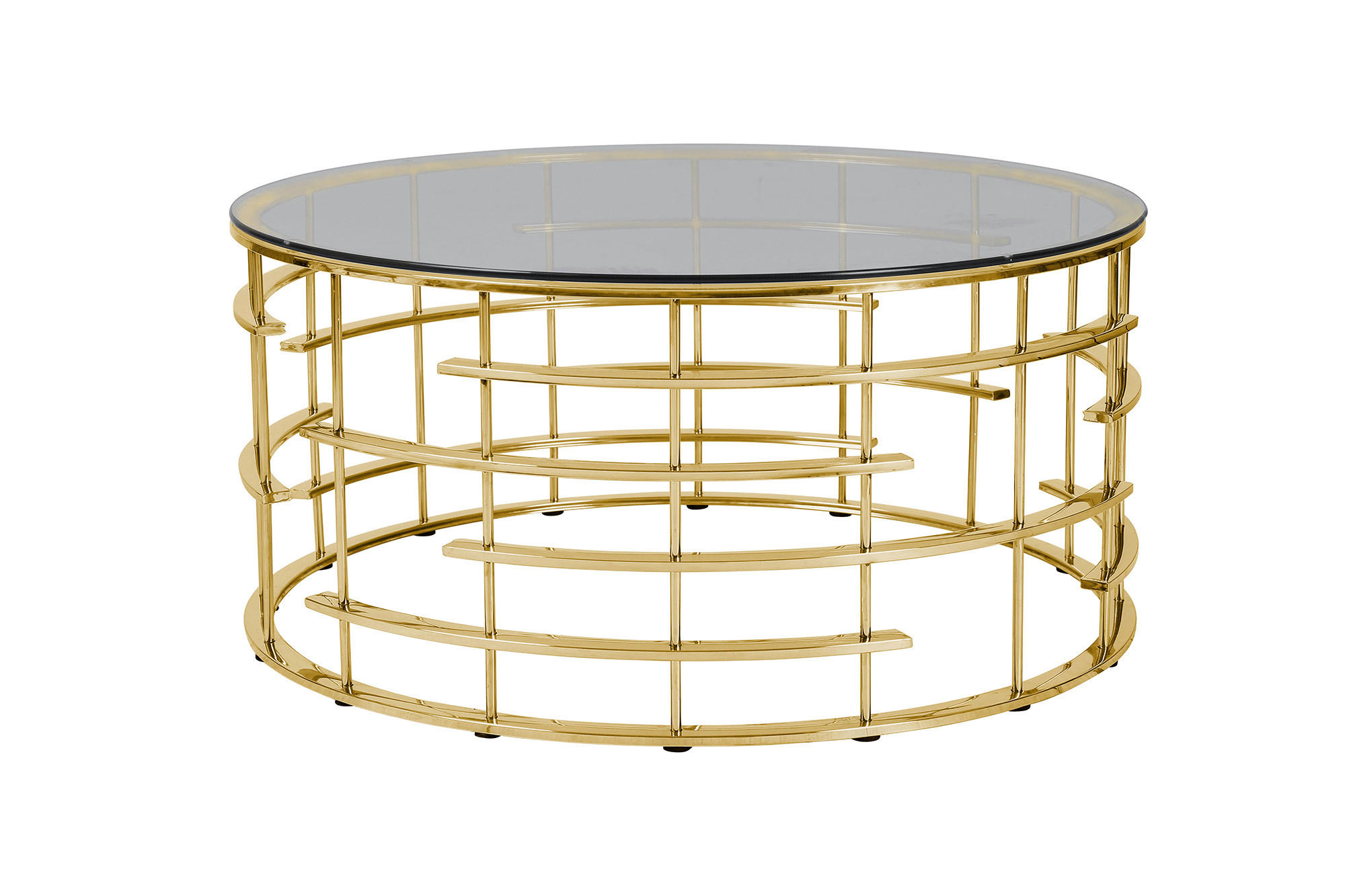 COUCHTISCH Sicherheitsglas 90/90/42 cm rund Grau, Goldfarben  - Goldfarben/Grau, Design, Glas/Metall (90/90/42cm) - Livetastic