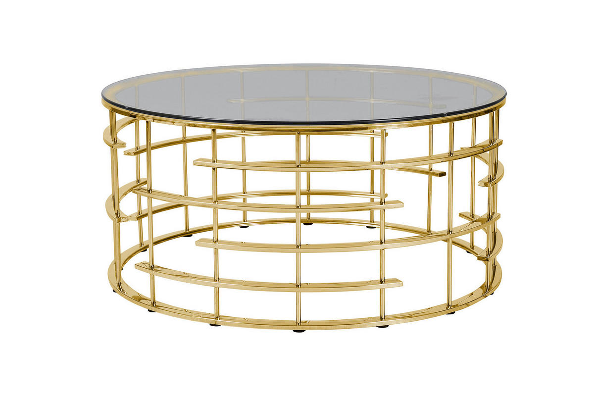COUCHTISCH in Metall, Glas 90/90/42 cm  - Goldfarben/Grau, Design, Glas/Metall (90/90/42cm) - Livetastic