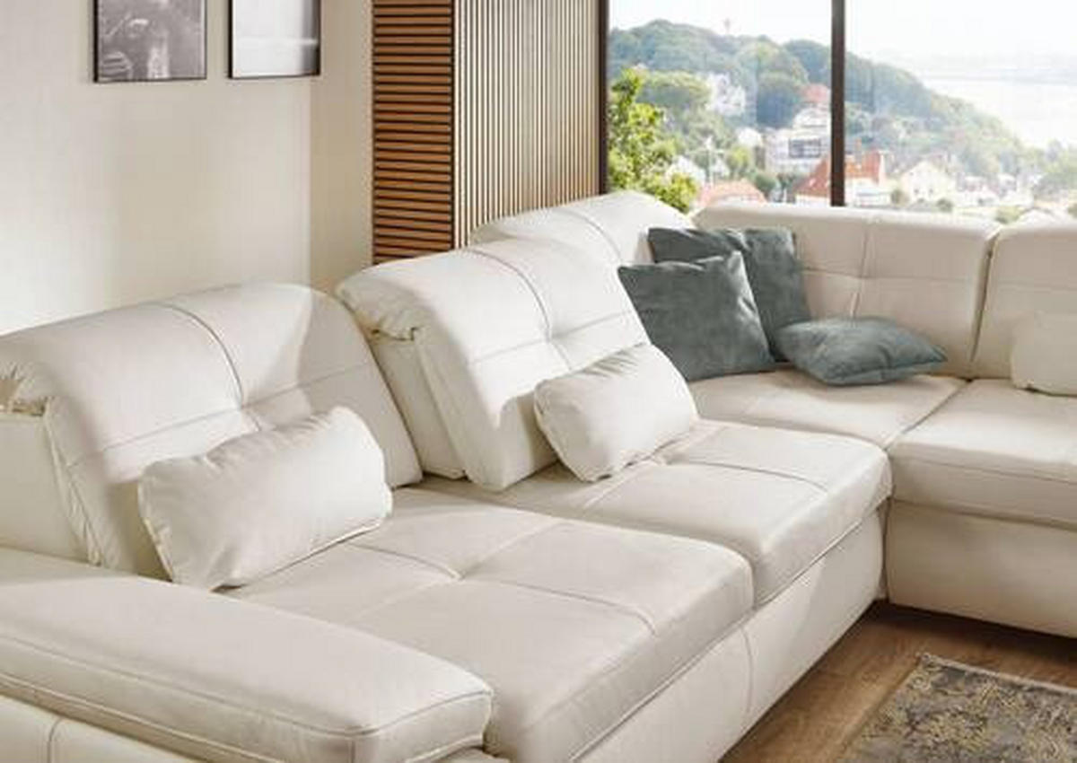 ECKSOFA in Echtleder Weiss  - Weiss, Basics, Leder/Metall (312/260cm) - Beldomo Premium