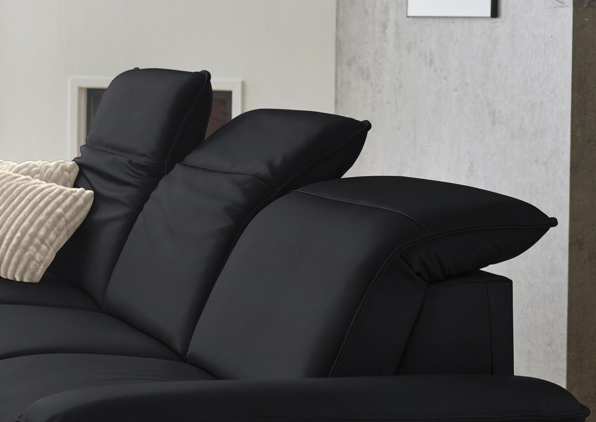 ECKSOFA  Echtleder Anthrazit  - Anthrazit/Schwarz, Design, Leder/Metall (169/307cm) - Beldomo Premium