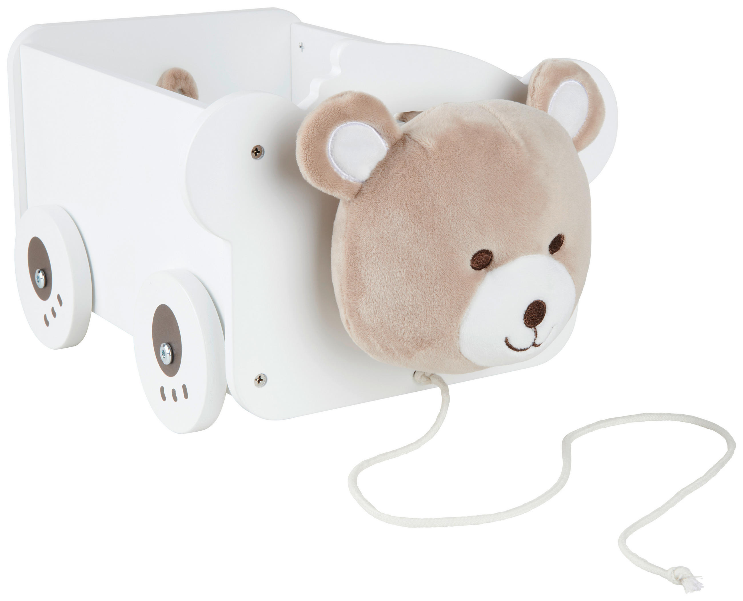 NACHZIEHWAGEN 38/23/21,4 cm  - Weiss/Dunkelbraun, Basics, Holzwerkstoff/Textil (38/23/21,4cm) - My Baby Lou