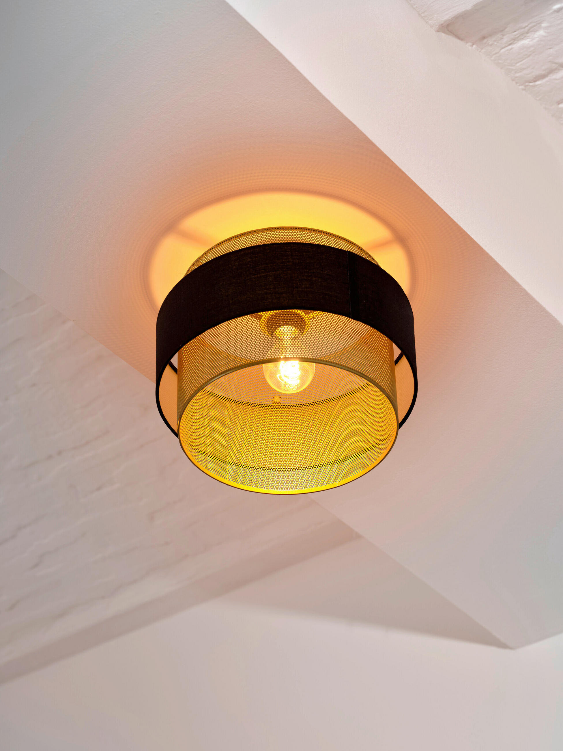 DECKENLEUCHTE 30/23 cm - Goldfarben/Schwarz, KONVENTIONELL, Textil/Metall (30/23cm) - Osram