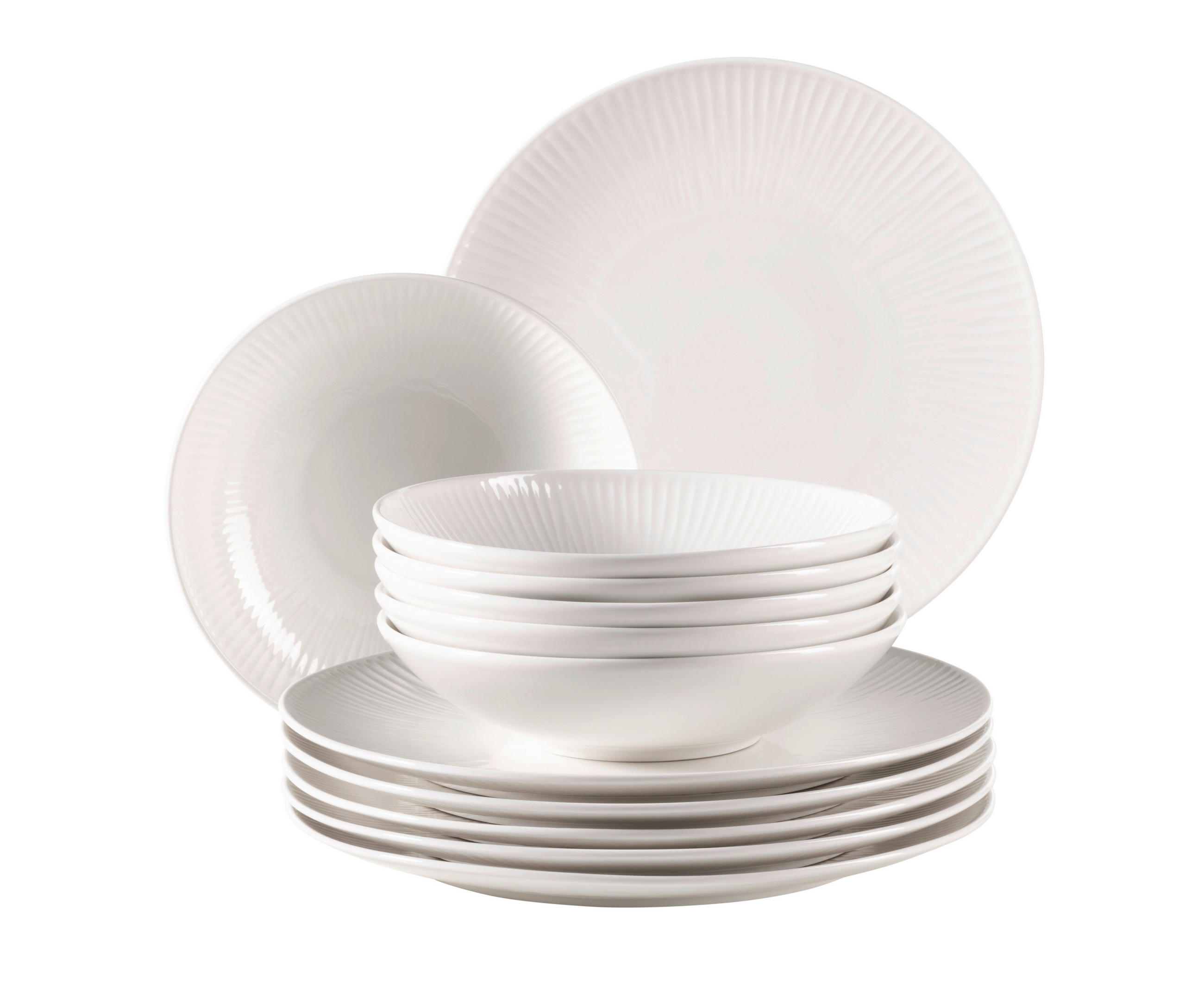 TAFELSERVICE Weiß 12-teilig Dalia  - Weiß, Basics, Keramik - Mäser