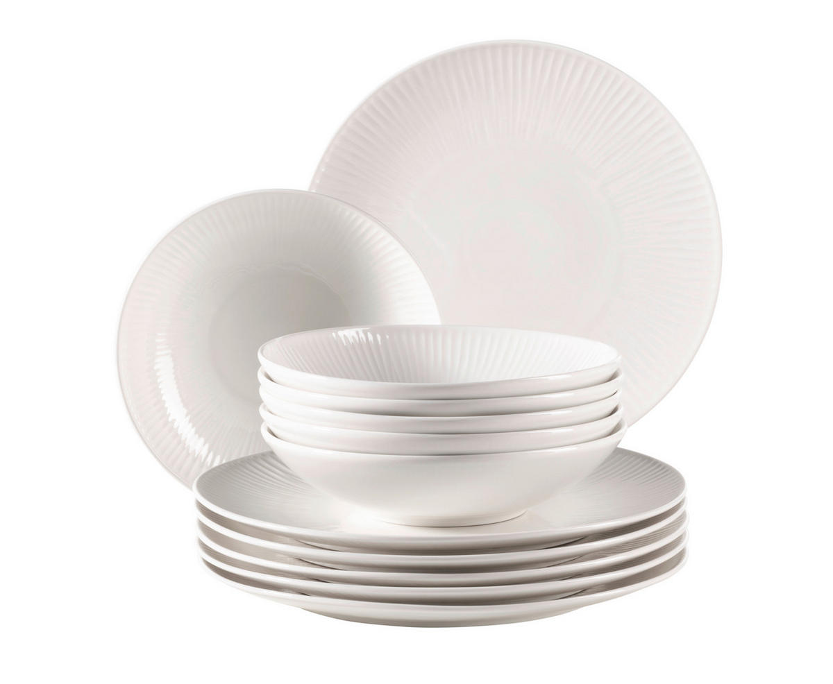 TAFELSERVICE Dalia 12-teilig  - Weiß, Basics, Keramik - Mäser