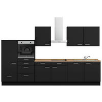 KÜCHENLEERBLOCK 360 cm   in Schwarz, Eichefarben  - Edelstahlfarben/Eichefarben, MODERN, Holzwerkstoff/Metall (360cm) - Nobilia
