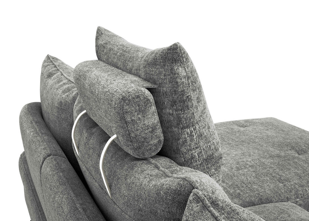ECKSOFA in Webstoff Dunkelgrau  - Dunkelgrau/Schwarz, Konventionell, Textil/Metall (293/183cm) - Carryhome