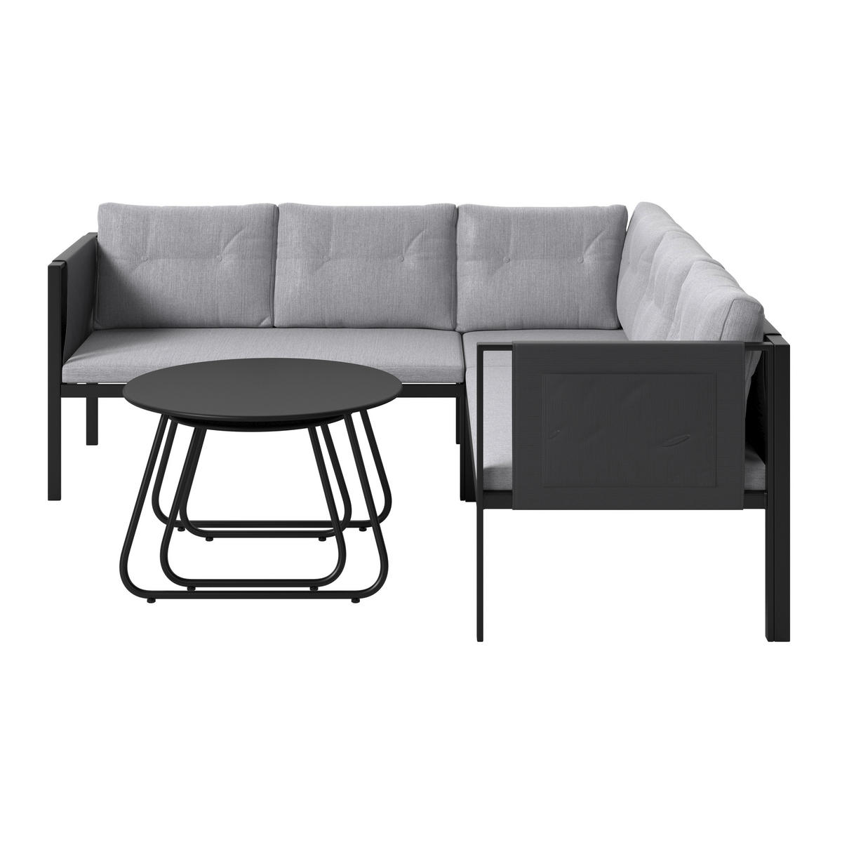 LOUNGEGARNITUR 5-teilig  186,5/186,5 cm  Eisen  - Schwarz/Grau, MODERN, Textil/Metall (186,5/186,5cm) - Beldano