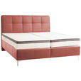 BOXSPRINGBETT 180/200 cm  in Bordeaux  - Chromfarben/Bordeaux, Basics, Leder/Holz (180/200cm) - Novel