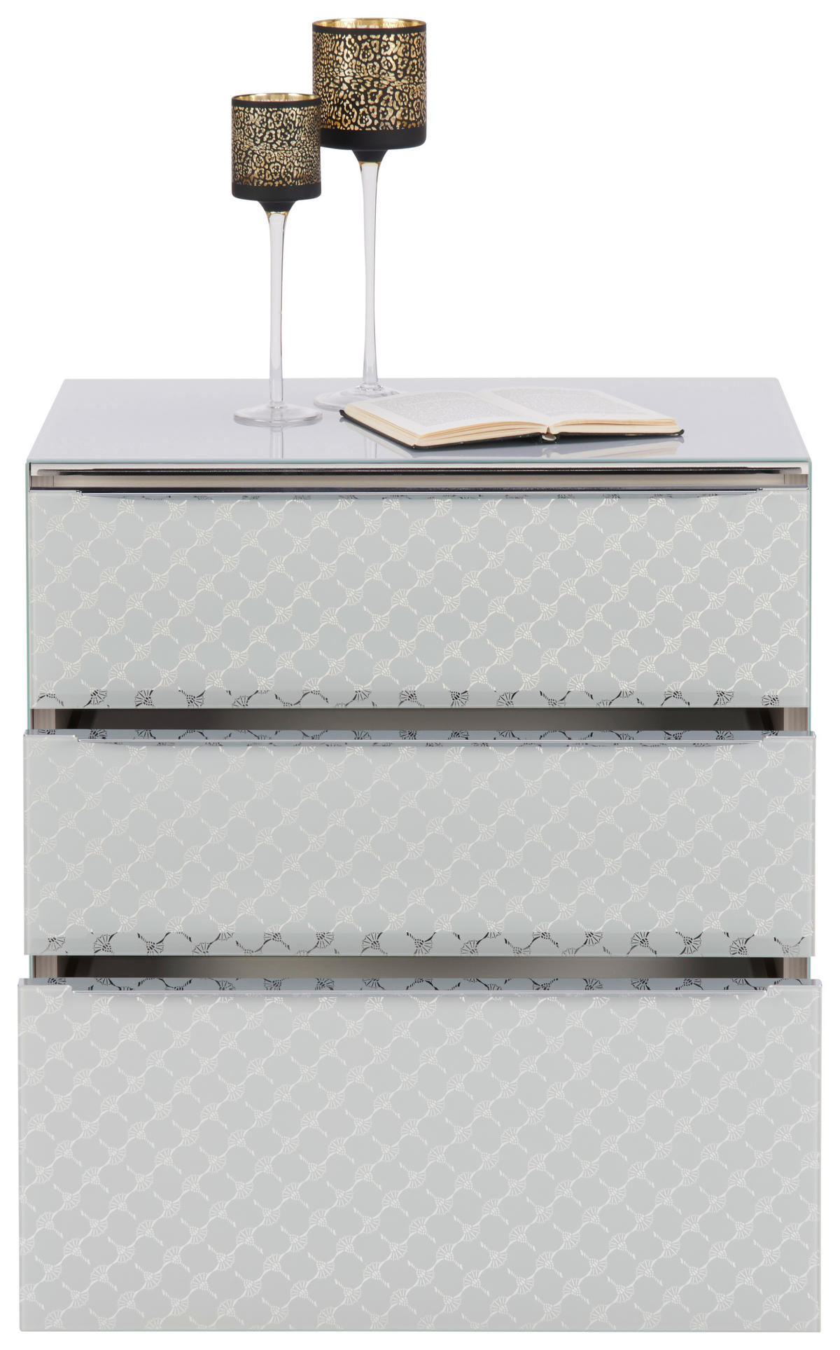 NACHTTISCH 58/62,5/40 cm  in Hellgrau  - Chromfarben/Hellgrau, Design, Glas/Holzwerkstoff (58/62,5/40cm) - Joop!
