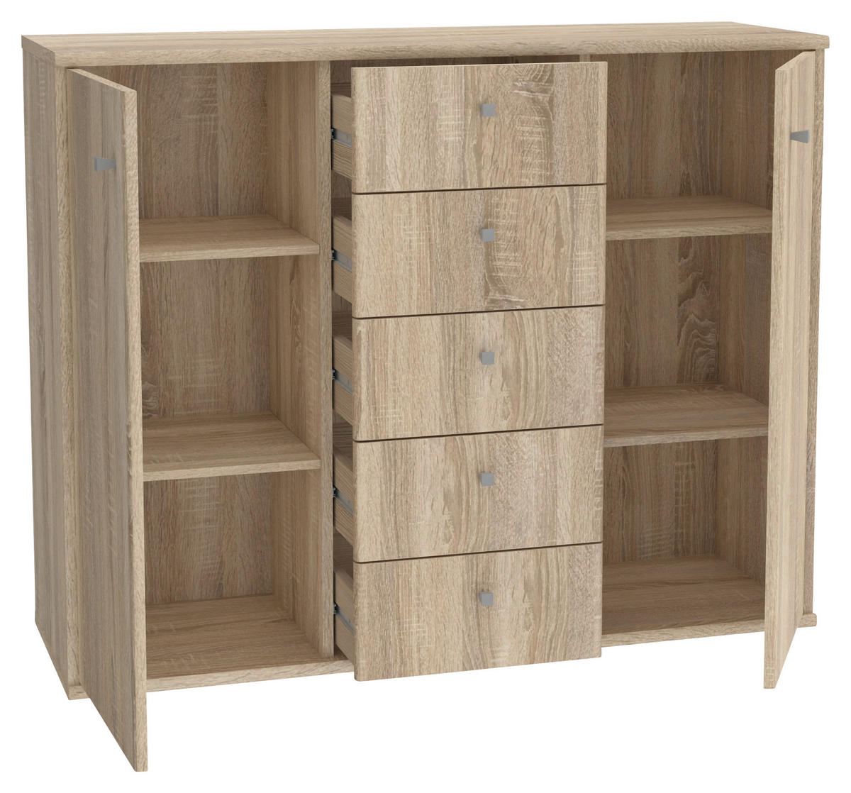 KOMMODE 108,8/85,5/34,8 cm  in Sonoma Eiche  - Alufarben/Sonoma Eiche, Design, Holzwerkstoff/Kunststoff (108,8/85,5/34,8cm)