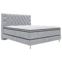 BOXSPRINGBETT 180/200 cm  in Blaugrau  - Goldfarben/Blaugrau, Design, Textil/Metall (180/200cm) - Boxxx