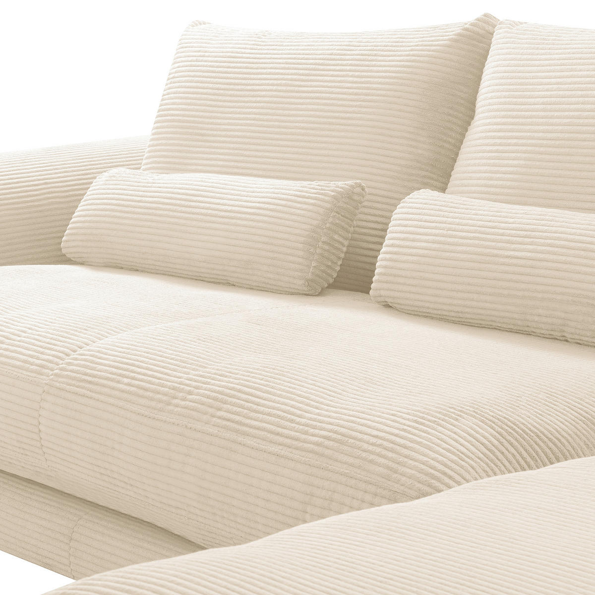 ECKSOFA Creme Cord Nierenkissen, Rückenkissen  - Creme/Schwarz, Design, Textil/Metall (313/172cm) - P & B