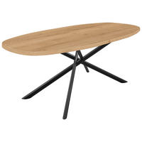 ESSTISCH 200/105/76 cm Nachbildung  Metall, Holzwerkstoff in verschiedenen Holzdekoren erhältlich bootsförmig Schwarz, Eichefarben  - Eichefarben/Schwarz, Basics, Holzwerkstoff/Metall (200/105/76cm) - Celina Home