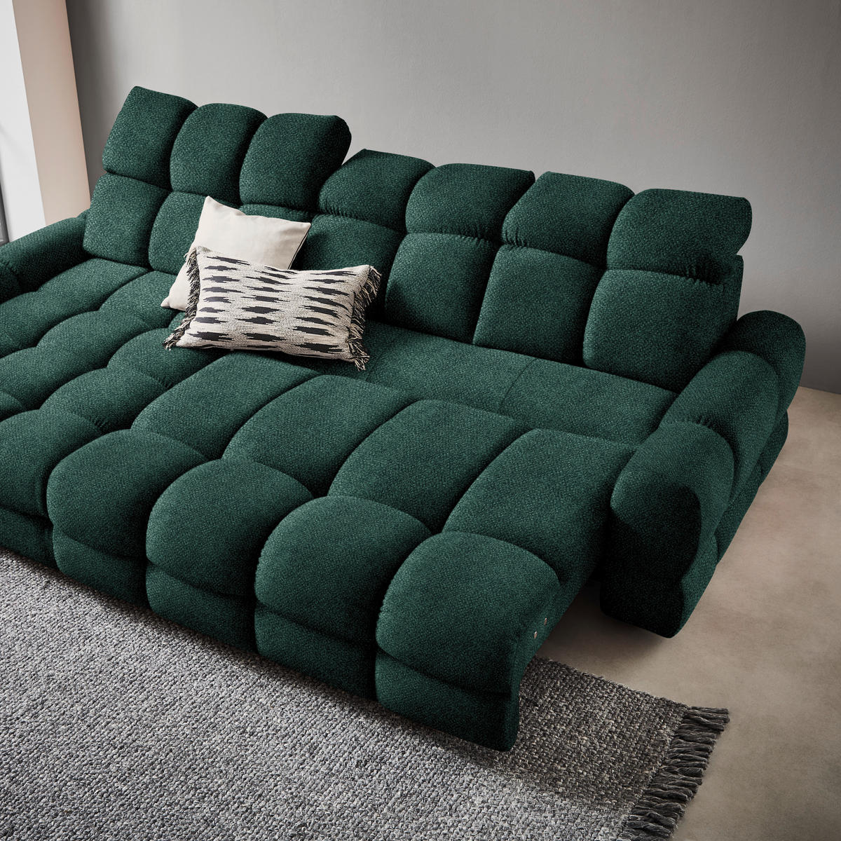 HÖRNSOFFA i velour mörkgrön  - svart/mörkgrön, Design, textil/plast (178/283cm) - Welnova