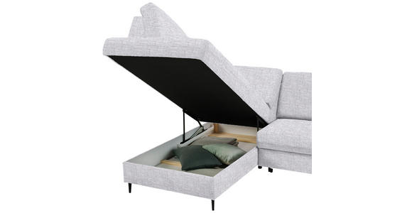 ECKSOFA in Chenille Hellgrau  - Hellgrau/Schwarz, MODERN, Holz/Textil (184/241cm) - Carryhome