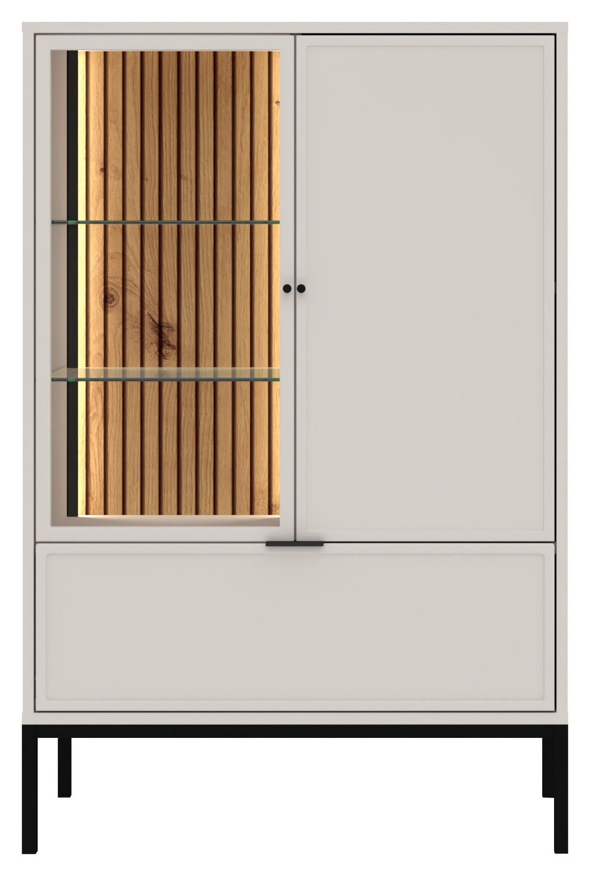 VITRINE  in Schwarz, Kaschmir  - Kaschmir/Schwarz, Design, Glas/Holzwerkstoff (76/115,5/40cm) - MID.YOU