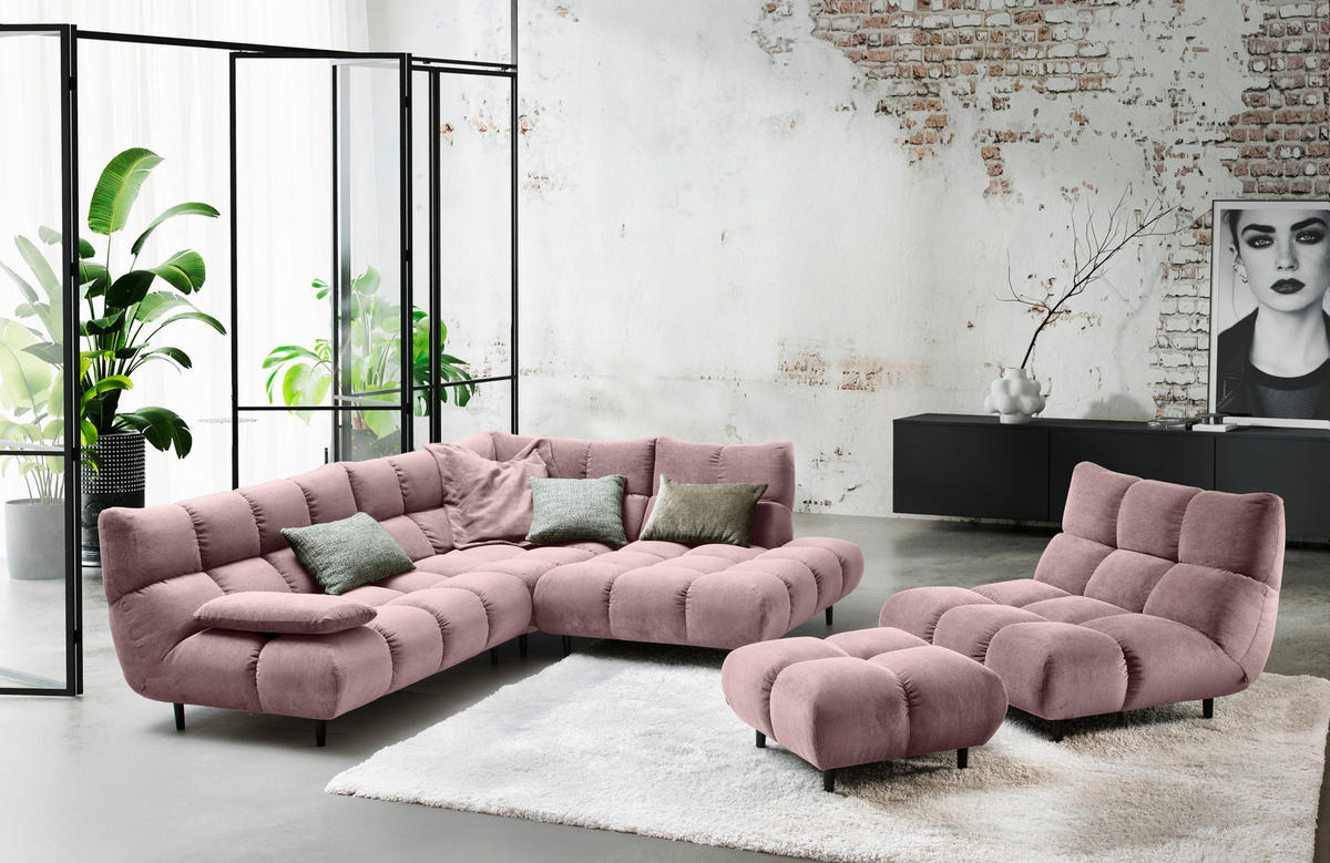 SESSEL in Feincord Altrosa  - Schwarz/Altrosa, Design, Holz/Textil (112/85/108cm) - Pure Home Lifestyle