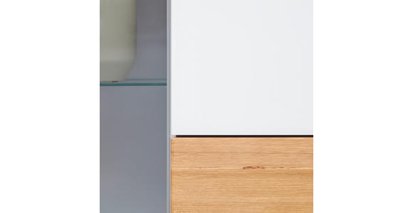 HIGHBOARD Triest Triest Weiß, Eichefarben 101/150/42 cm - Eichefarben/Weiß, Design, Glas/Holz (101/150/42cm) - Novel
