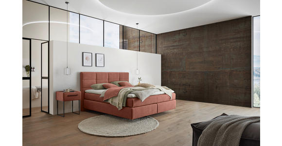 BOXSPRINGBETT 200/200 cm,  in Lachsfarben, Topper, Matratzen, H3 + H3 = fest  - Schwarz/Lachsfarben, Design, Kunststoff/Textil (200/200cm) - Dieter Knoll