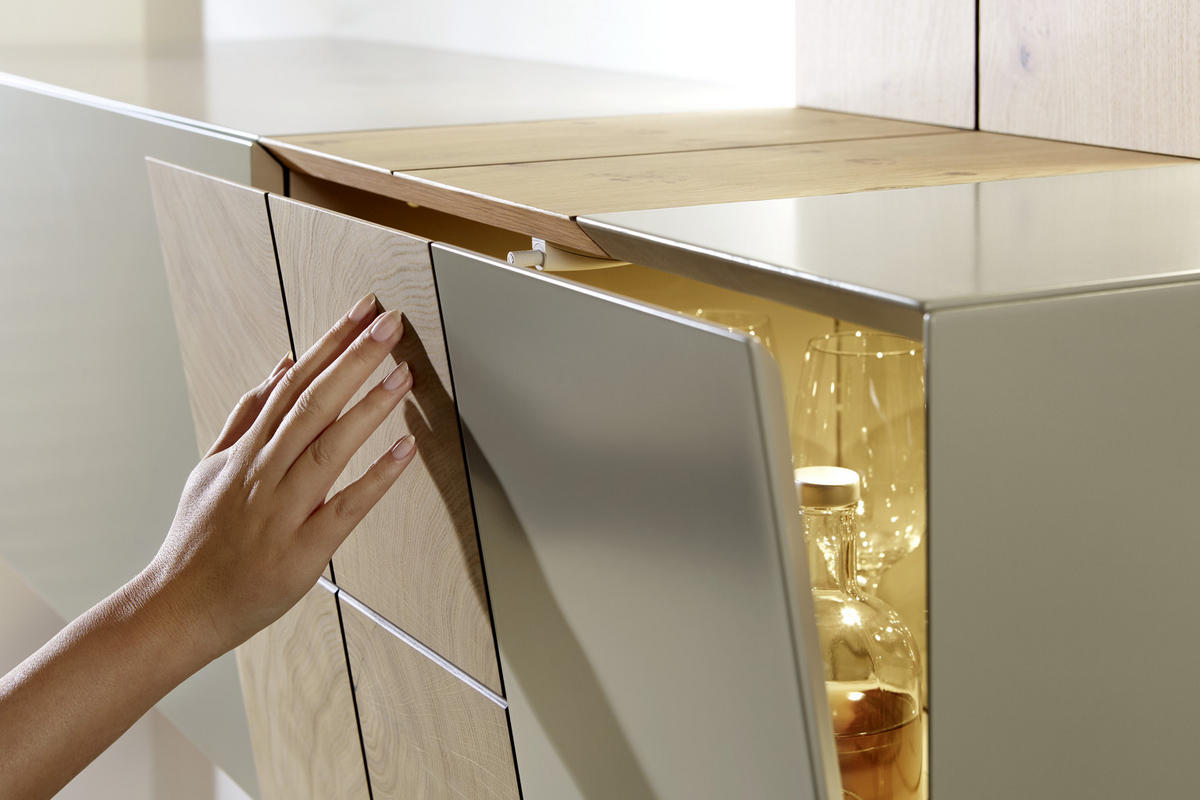 WOHNWAND Quadra  in Taupe, Eichefarben  286/190/42 cm  - Taupe/Eichefarben, Design, Holz/Holzwerkstoff (286/190/42cm) - Ambiente