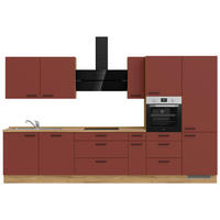 KÜCHENLEERBLOCK 360 cm   in Rot, Eichefarben  - Eichefarben/Rot, MODERN, Holzwerkstoff/Metall (360cm) - Nobilia