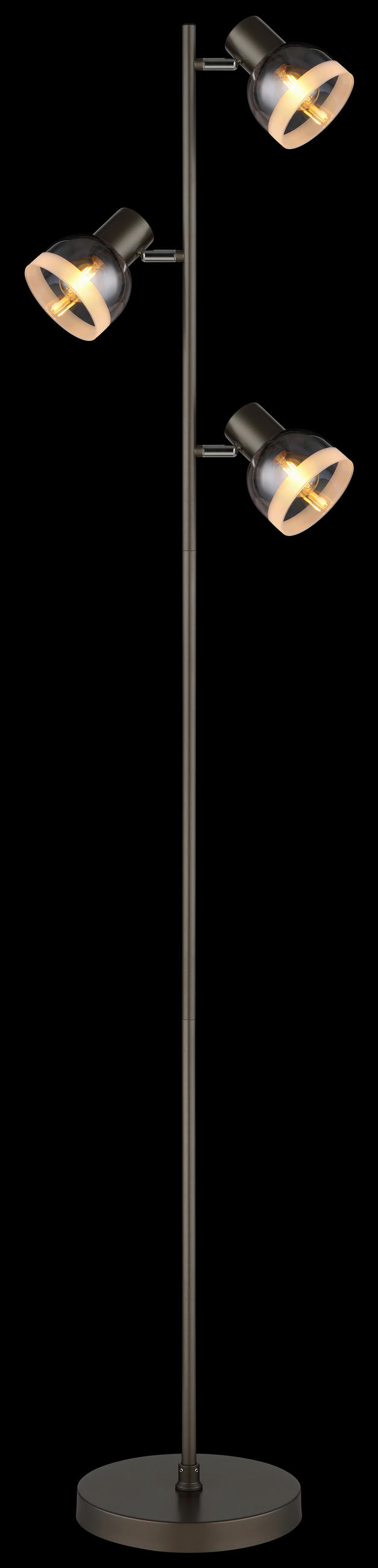 STEHLEUCHTE Kairo 25/23/154 cm  - Chromfarben/Schwarz, Design, Glas/Kunststoff (25/23/154cm) - Globo