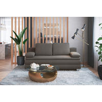 BOXSPRINGSOFA  mit Liegefunktion, Rücken echt Flachgewebe Graphitfarben  - Silberfarben/Graphitfarben, Design, Textil/Metall (202/96/105cm) - Carryhome