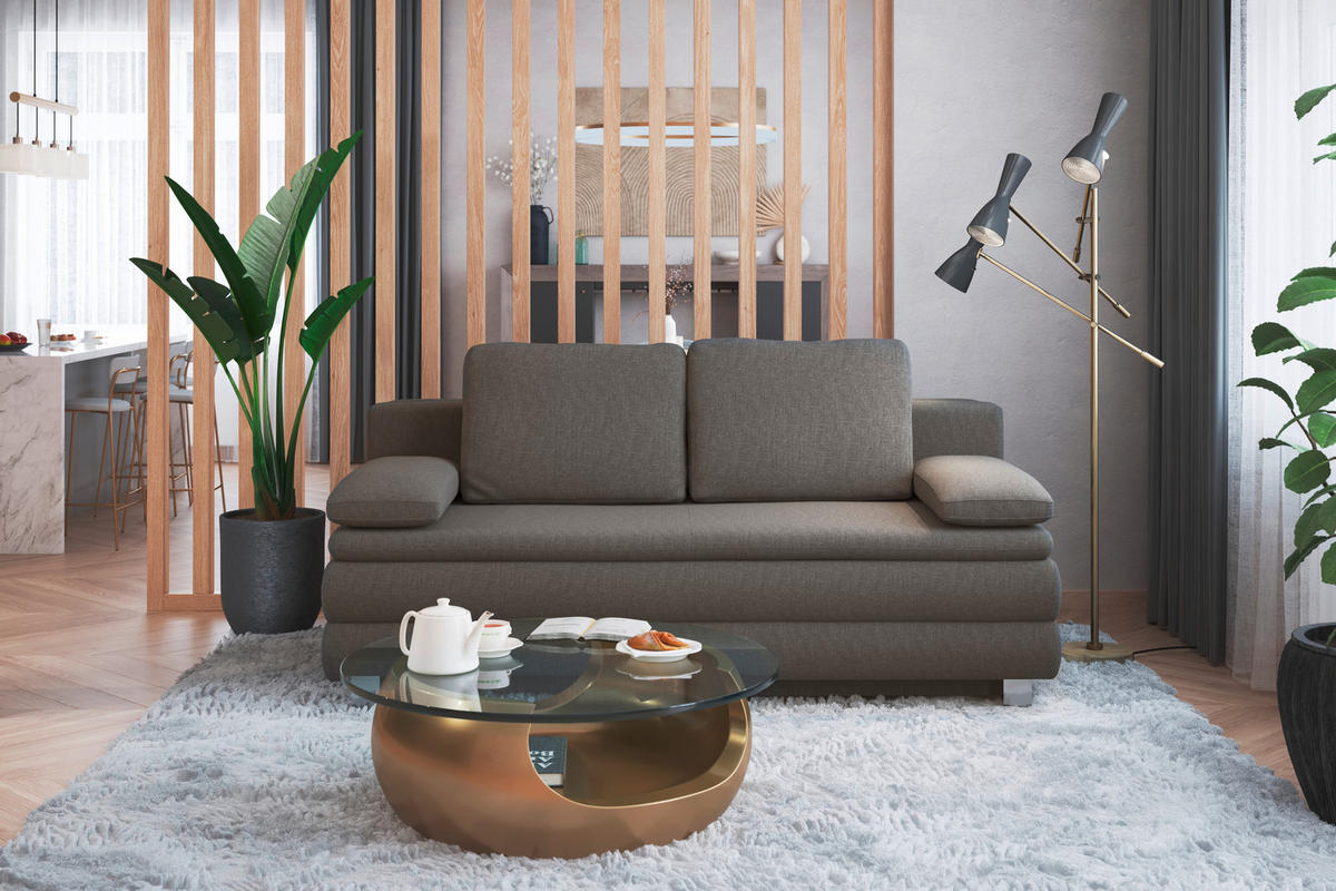 BOXSPRING SOFA grafitno siva  - srebrna/grafitno siva, Dizajnerski, tekstil/metal (202/96/105cm) - Carryhome