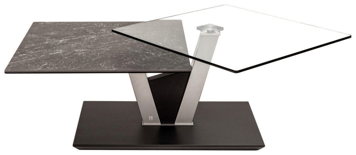 COUCHTISCH in Glas, Keramik 118/65/36-43 cm   - Anthrazit/Silberfarben, Design, Glas/Keramik (118/65/36-43cm) - Venda