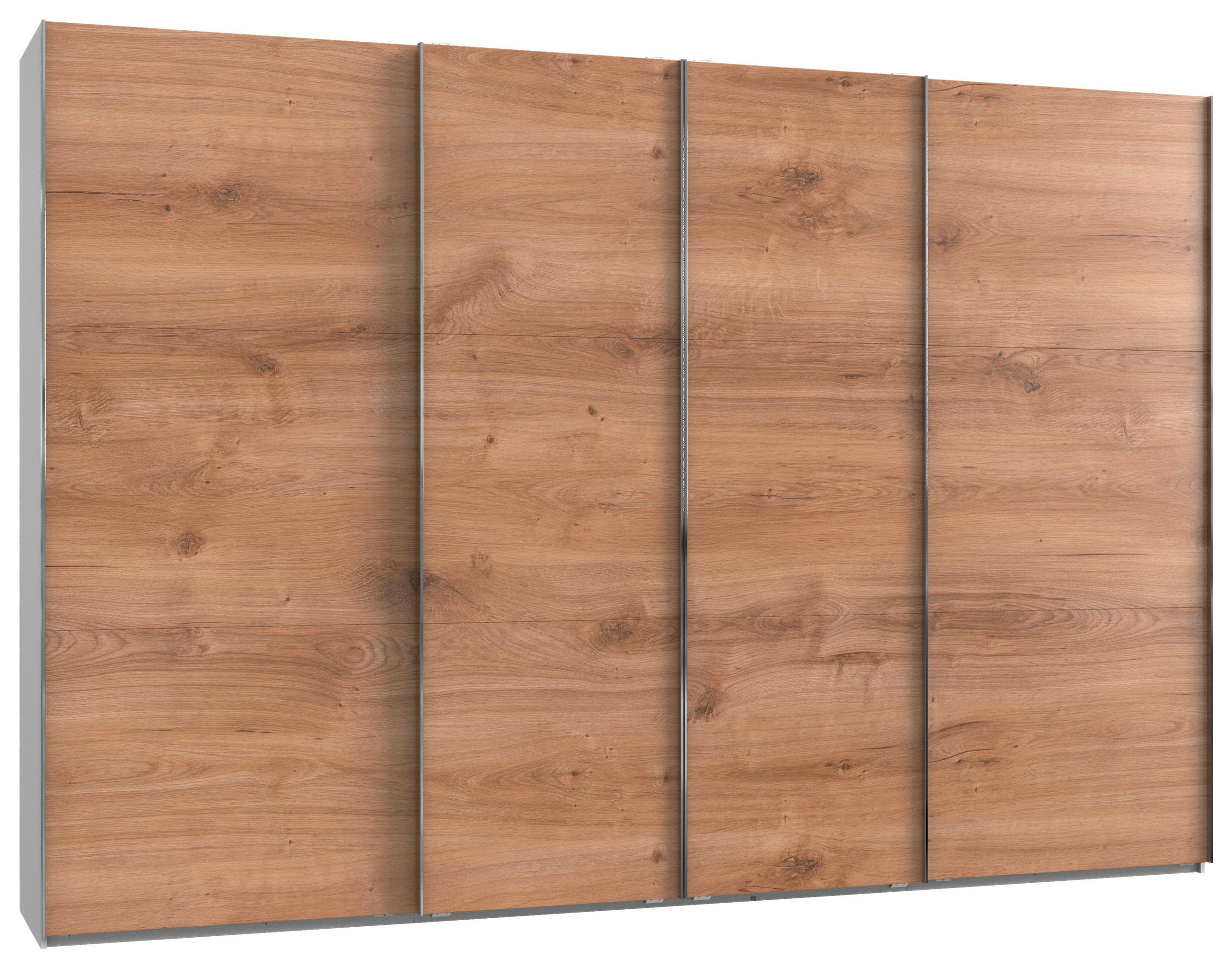SCHWEBETÜRENSCHRANK in Weiss, Eichefarben  - Chromfarben/Weiss, Modern, Holzwerkstoff (350/236/65cm) - MID.YOU