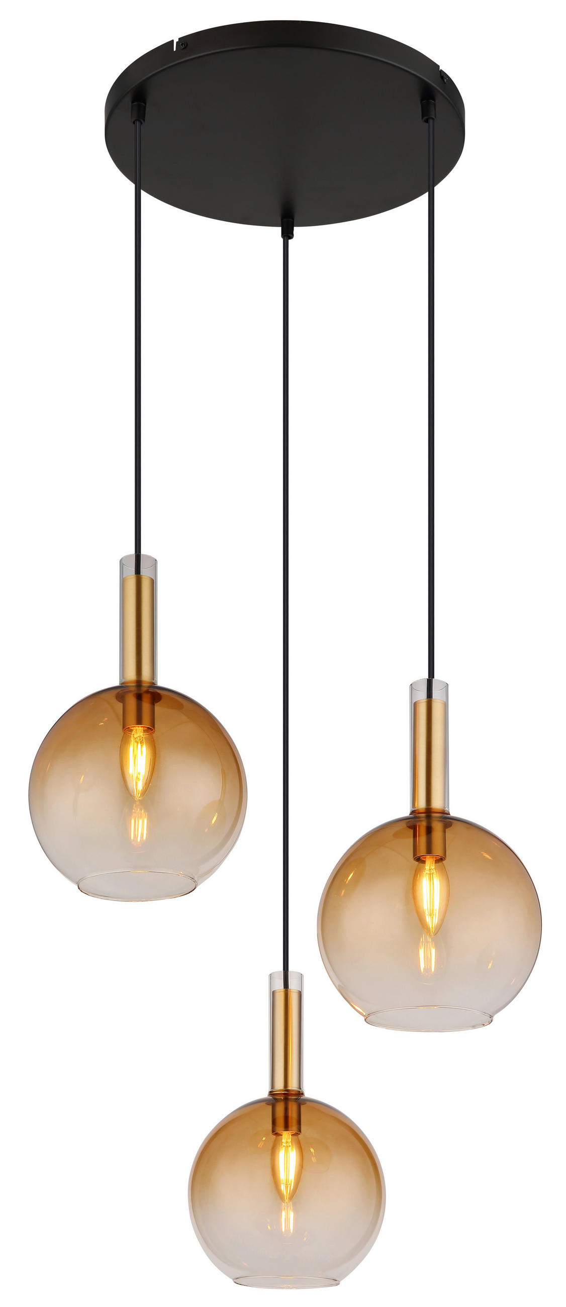 HÄNGLAMPA 51/150 cm  - mässingsfärgad/svart, Klassisk, metall/glas (51/150cm) - Globo