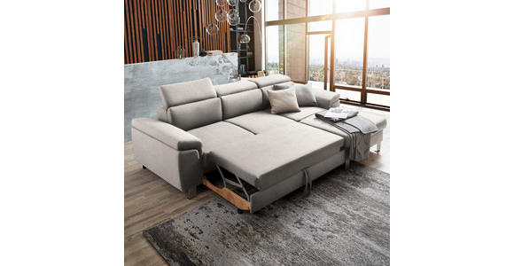 ECKSOFA inkl. Funktionen Ecru Webstoff - Ecru/Silberfarben, Design, Textil/Metall (250/167cm) - Xora